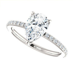 2.00 TCW Pear Cut Solitaire With Accents Lab Grown Diamond Ring for Women