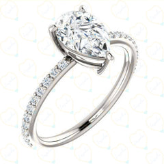 2.00 TCW Pear Cut Solitaire With Accents Lab Grown Diamond Ring for Women