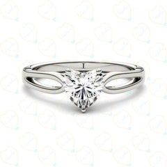 1.50 TCW Heart Cut Split Shank Lab Grown Diamond Ring for Women