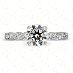 2.00 TCW Round Cut Solitaire With Accents Lab Grown Diamond Ring for Women