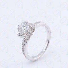 1.00 TCW Round Cut Hidden Halo Lab Grown Diamond Ring for Women