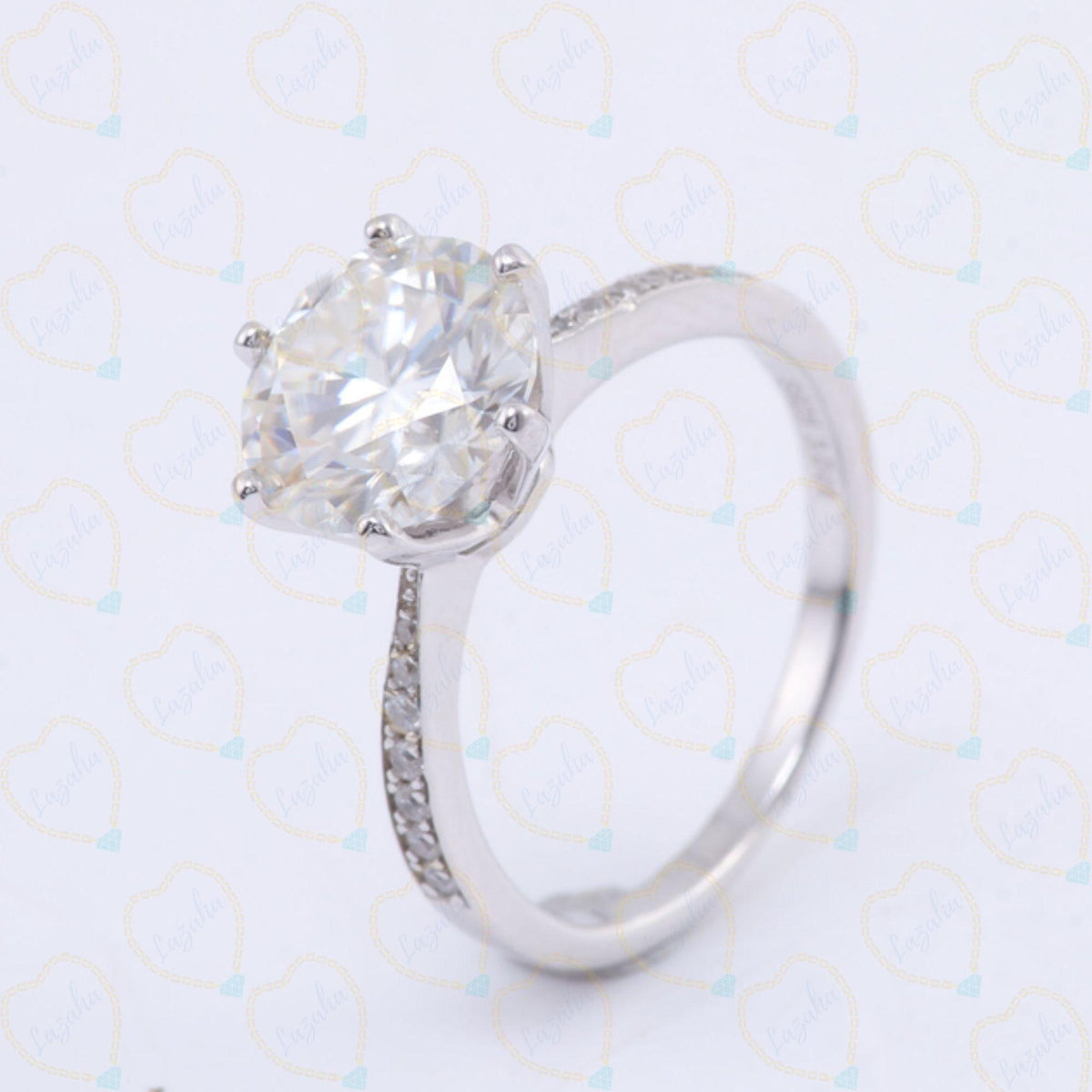 2.50 TCW Round Cut Solitaire With Accents Lab Grown Diamond Ring for Women