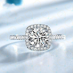 2.00 TCW Round Cut Halo Lab Grown Diamond Ring for Women