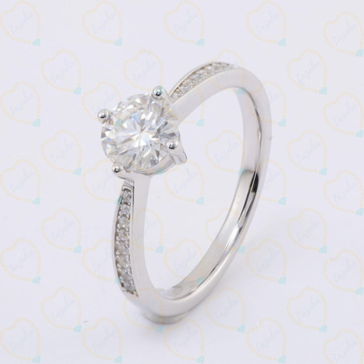 1.00 TCW Round Cut Solitaire With Accents Lab Grown Diamond Ring for Women