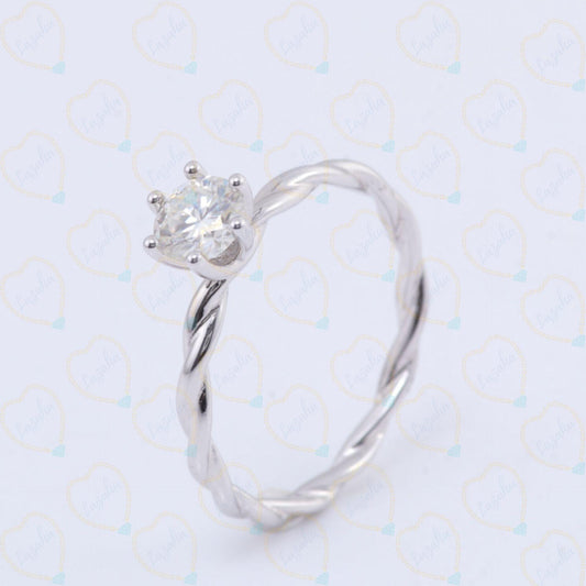 0.50 TCW Round Cut Solitaire Lab Grown Diamond Ring for Women