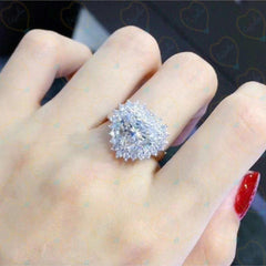 1.00 TCW Heart Cut Halo Lab Grown Diamond Ring for Women