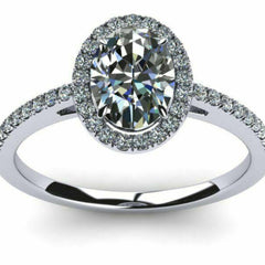 2.00 CTW Oval Cut Halo Lab Grown Diamond Ring for Women