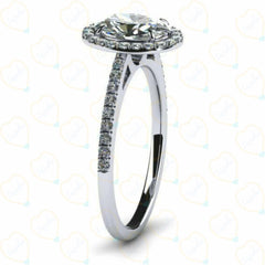 2.00 CTW Oval Cut Halo Lab Grown Diamond Ring for Women