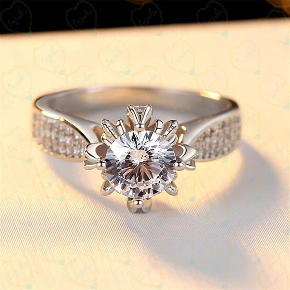 1.30 TCW Round Cut Solitaire With Accents Lab Grown Diamond Ring for Women