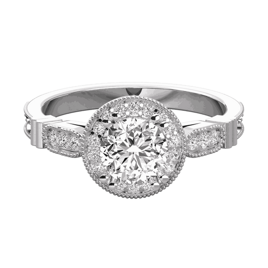 1.70 CTW Round Cut Halo Lab Grown Diamond Ring for Women