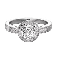 1.70 CTW Round Cut Halo Lab Grown Diamond Ring for Women