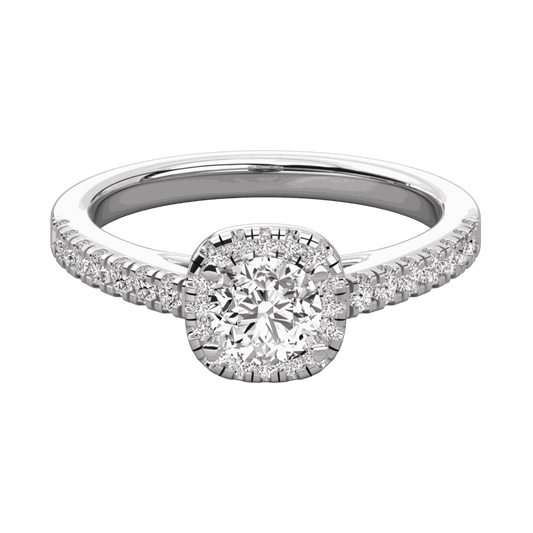 1.30 CTW Round Cut Halo Lab Grown Diamond Ring for Women |Luxury Jewelry