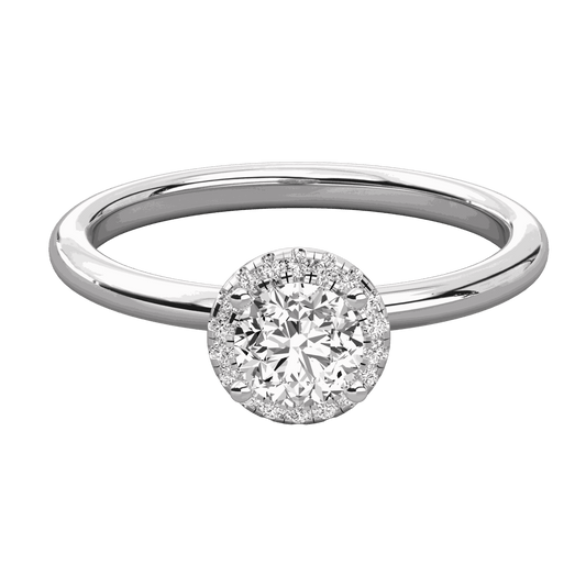 0.84 TCW Round Cut Halo Lab Grown Diamond Ring for Women