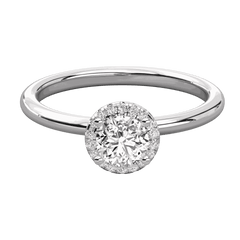 0.84 TCW Round Cut Halo Lab Grown Diamond Ring for Women