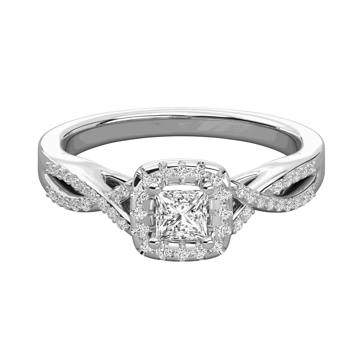 1.30 CTW Princess Halo Lab Grown Diamond Ring for Women