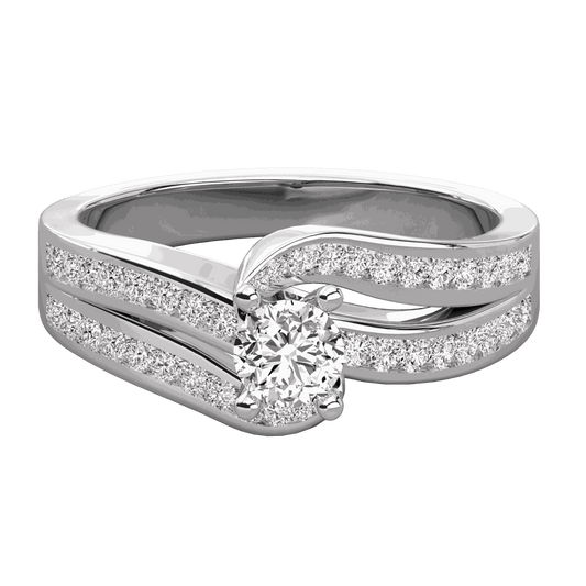 0.70 CTW Round Cut Halo Lab Grown Diamond Ring for Women