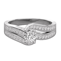 0.70 CTW Round Cut Halo Lab Grown Diamond Ring for Women