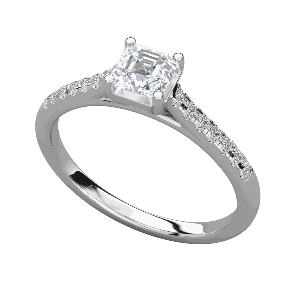 1.00 TCW Asscher Cut Solitaire With Accents Lab Grown Diamond Ring for Women