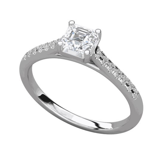 1.00 TCW Asscher Cut Solitaire With Accents Lab Grown Diamond Ring for Women