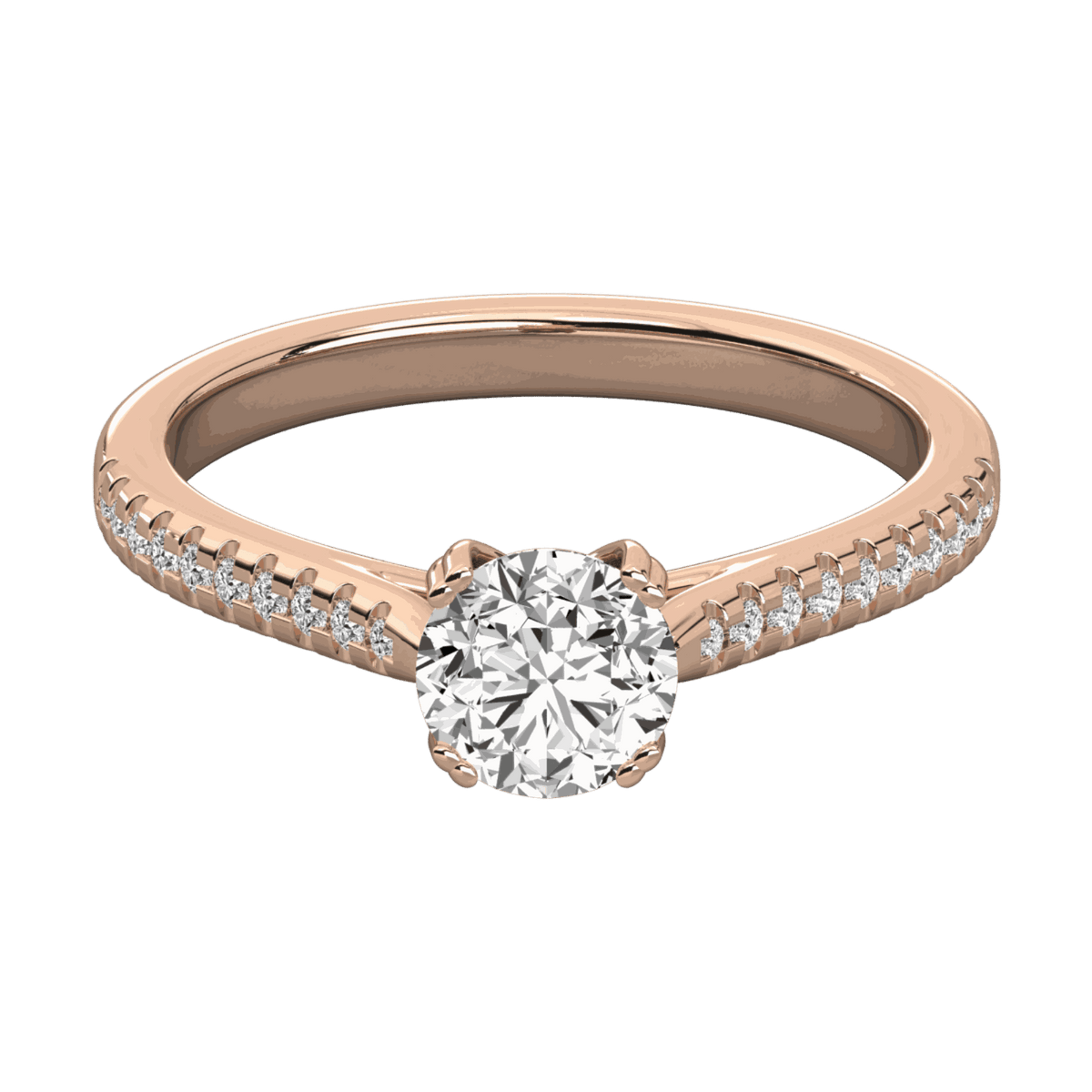 1.00 CTW Round Cut Solitaire With Accents Lab Grown Diamond Ring for Women