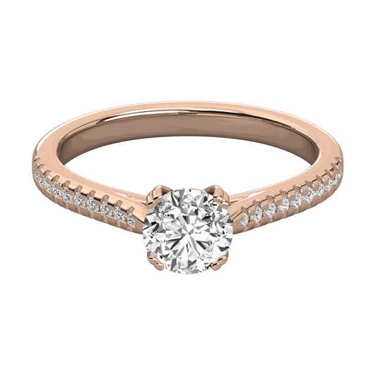 1.00 CTW Round Cut Solitaire With Accents Lab Grown Diamond Ring for Women