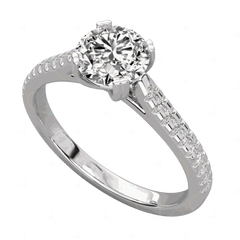 1.00 CTW Round Cut Solitaire With Accents Lab Grown Diamond Ring for Women