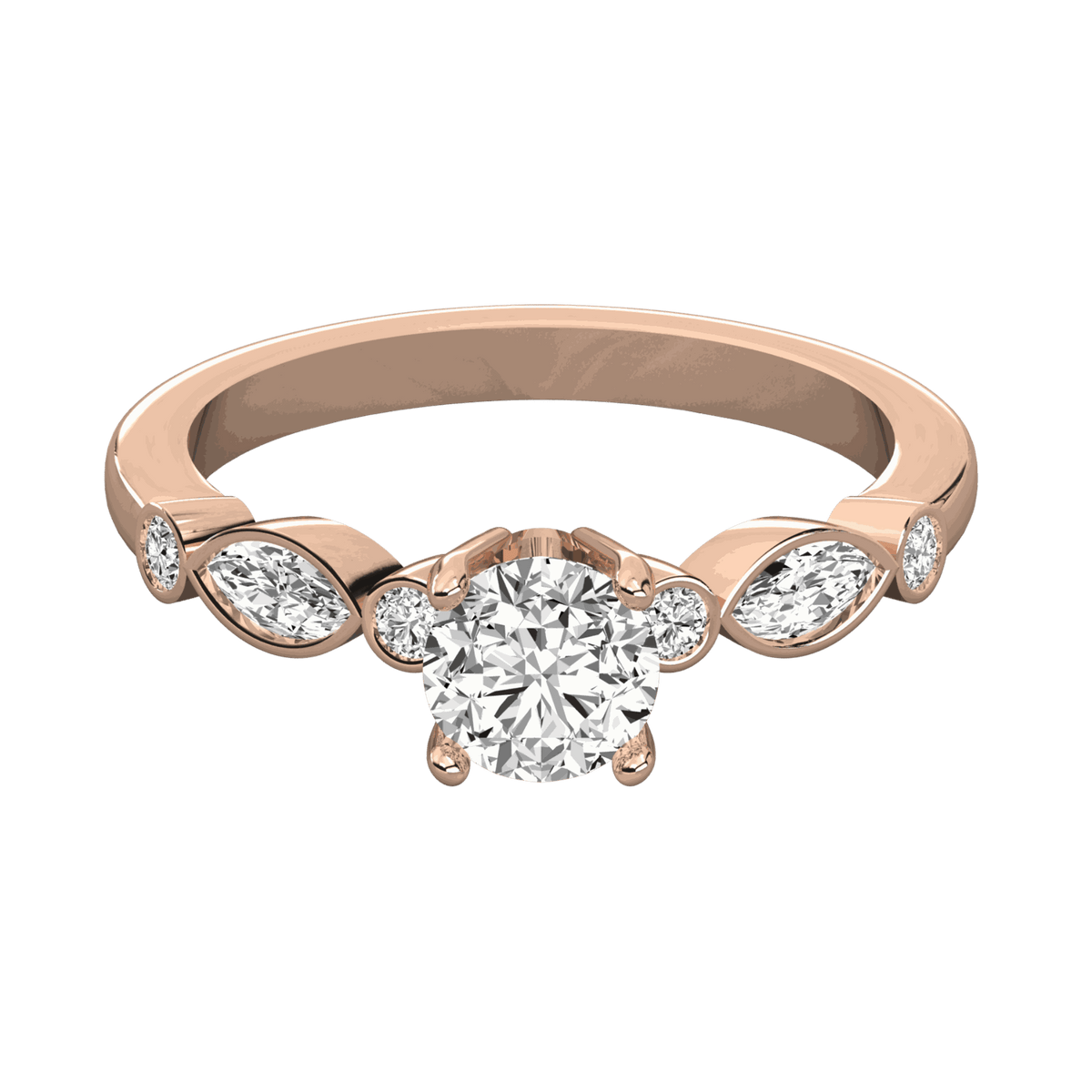 1.30 TCW Round Cut 7 Stone Lab Grown Diamond Ring for Women