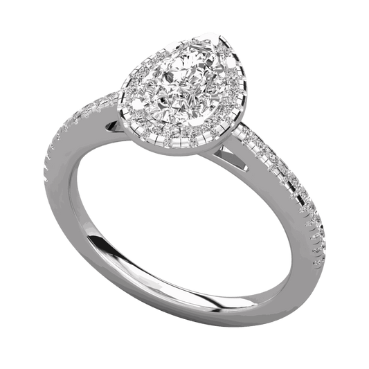 1.20 CTW Pear Cut Halo Lab Grown Diamond Ring for Women