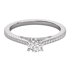 0.90 CTW Round Cut Solitaire With Accents Lab Grown Diamond Ring for Women