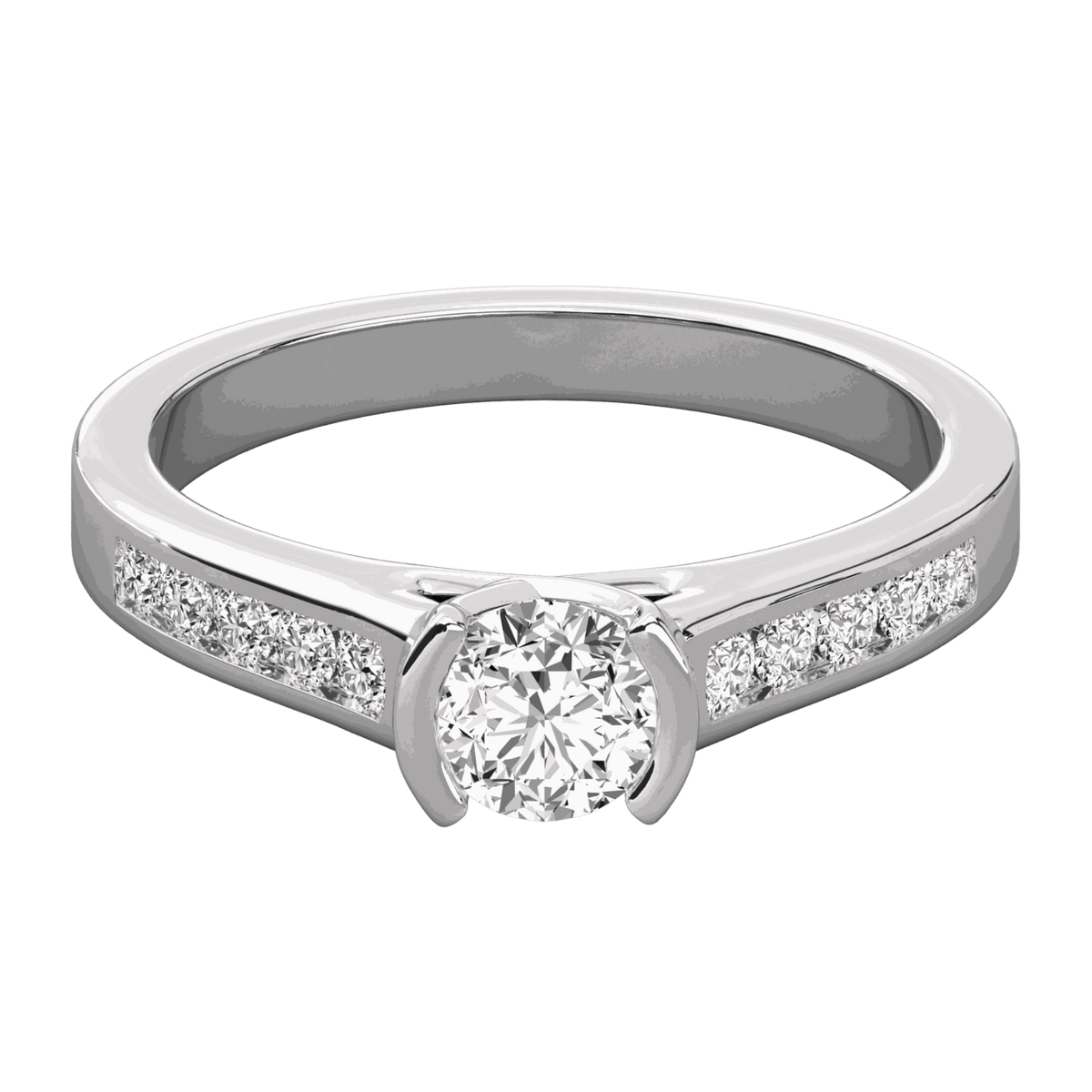 1.00 CTW Round Cut Solitaire With Accents Lab Grown Diamond Ring for Women