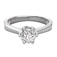 1.30 CTW Round Cut Solitaire With Accents Lab Grown Diamond Ring for Women