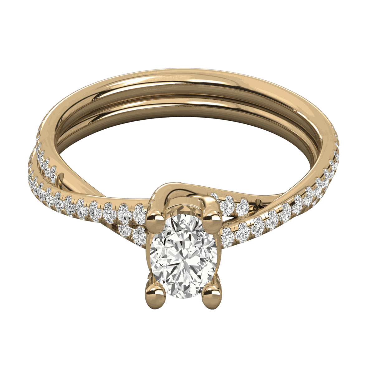 1.00 TCW Oval Cut Twisted Lab Grown Diamond Ring for Women