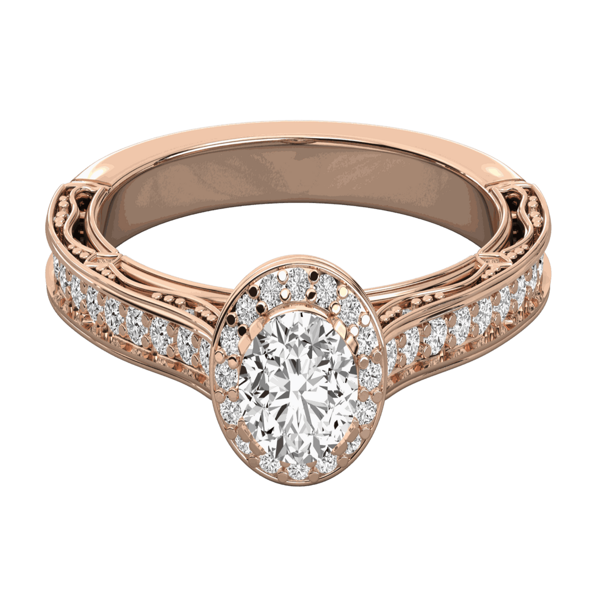 1.00 TCW Round Cut Halo Lab Grown Diamond Ring for Women