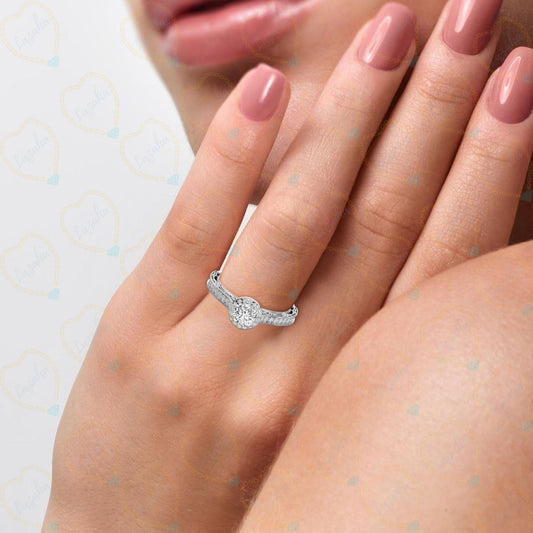 1.00 TCW Round Cut Halo Lab Grown Diamond Ring for Women