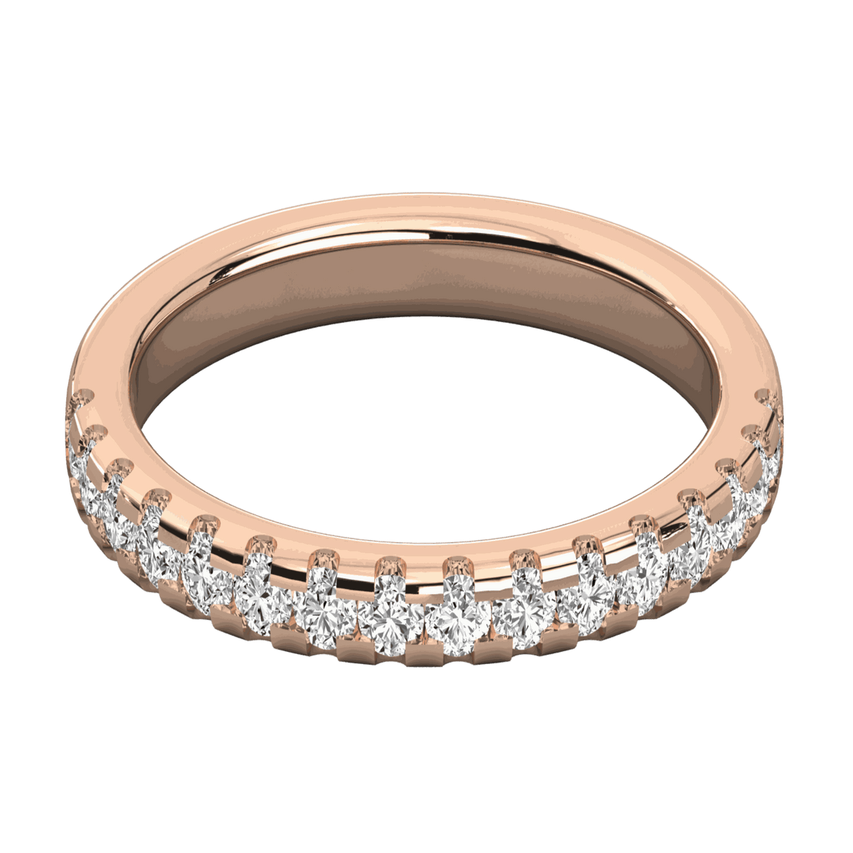 1.00 CTW Round Cut Half Eternity Lab Grown Diamond Ring for Women