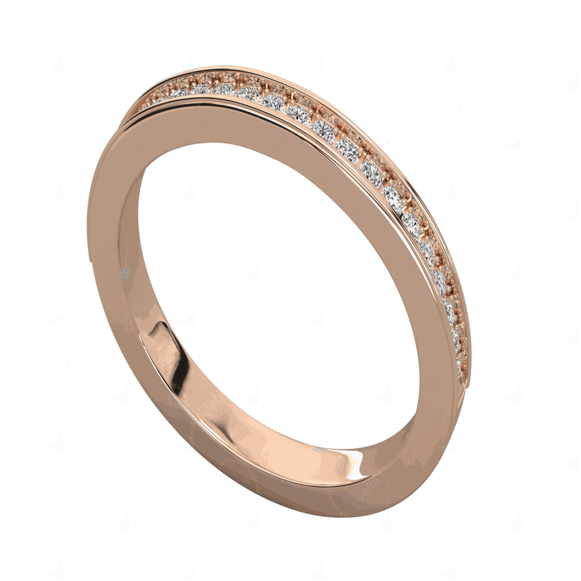 Full View 0.40 CTW Round Cut Half Eternity Lab Grown Diamond Ring, Diamond Ring, Diamond Ring, 0.40 CT Diamond Ring, Half Eternity Diamond Ring, Lab Diamond Ring, 0.40 CT Eternity Ring, Rose Gold Ring...