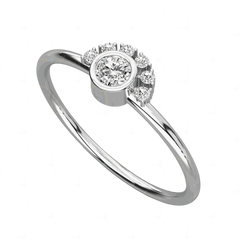 top view 0.30 CT Round Cut Half Eternity Lab Diamond Ring