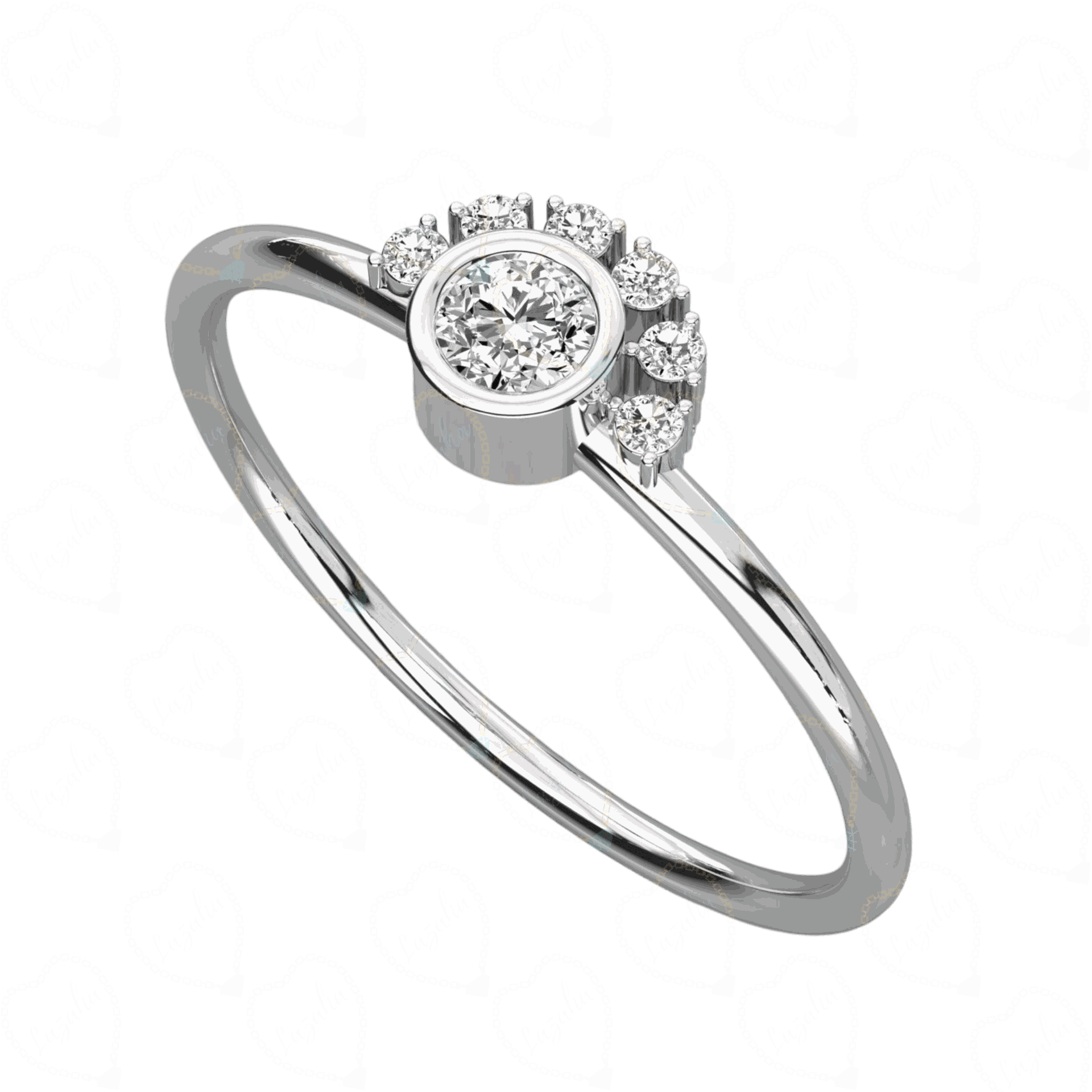 0.30 CT Round Cut Half Eternity with custom ring 