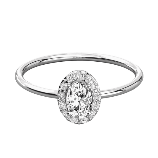 0.80 TCW Oval Cut Halo Lab Grown Diamond Ring for Women