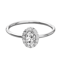 0.80 TCW Oval Cut Halo Lab Grown Diamond Ring for Women