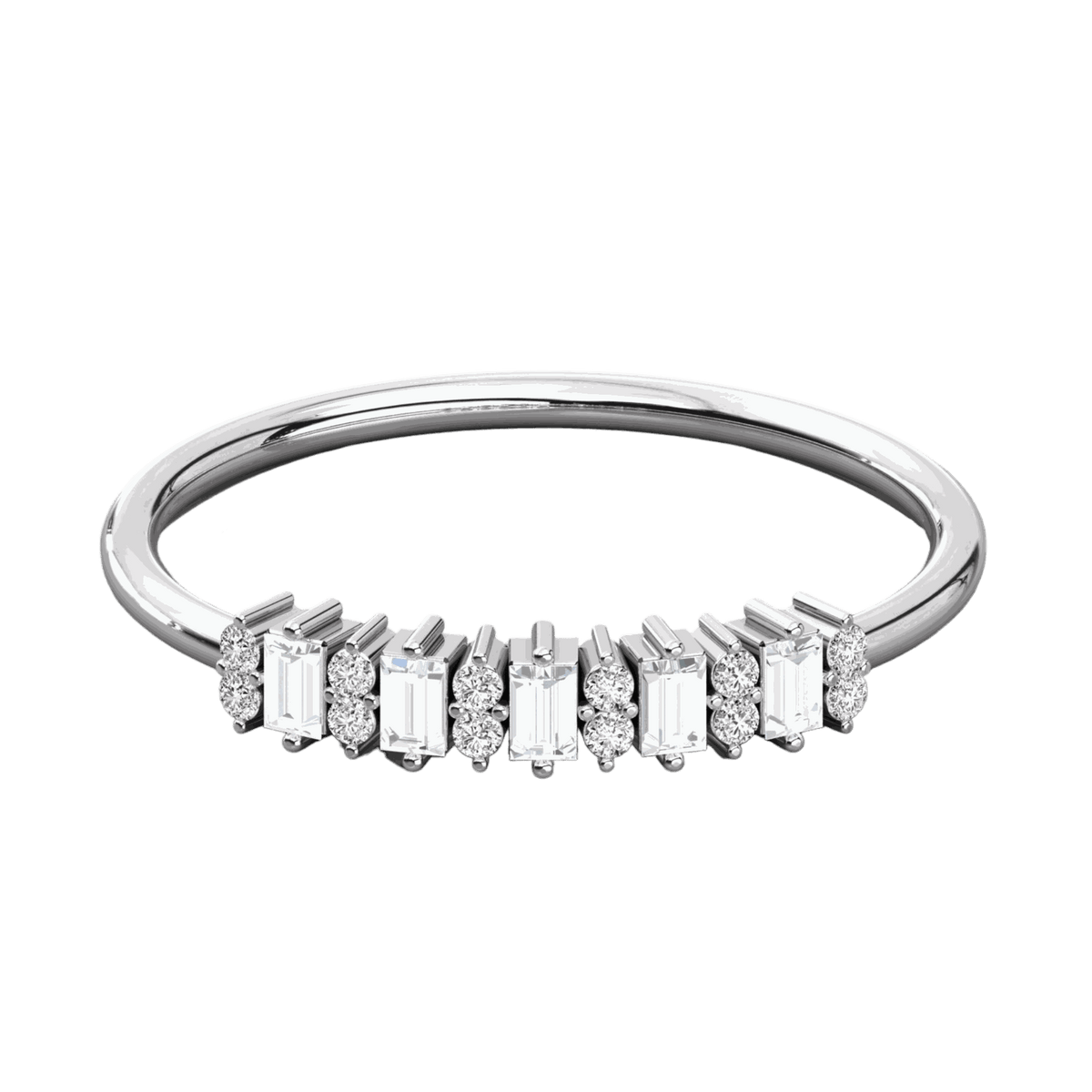 Front view 0.15 CT Baguette Cut Eternity White Gold Lab Grown Diamond Ring