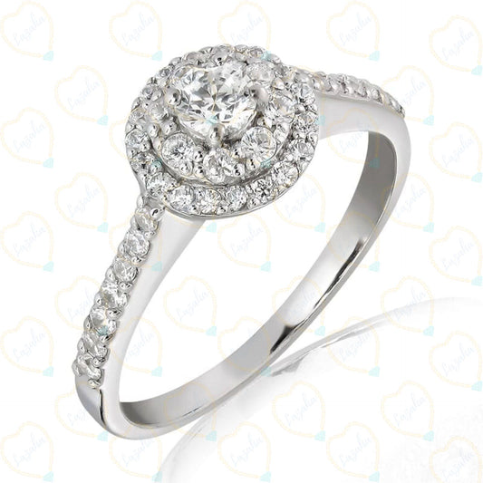 0.25 TCW Round Cut Halo Lab Grown Diamond Ring for Women