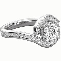 1.00 TCW Round Cut Halo Lab Grown Diamond Ring for Women