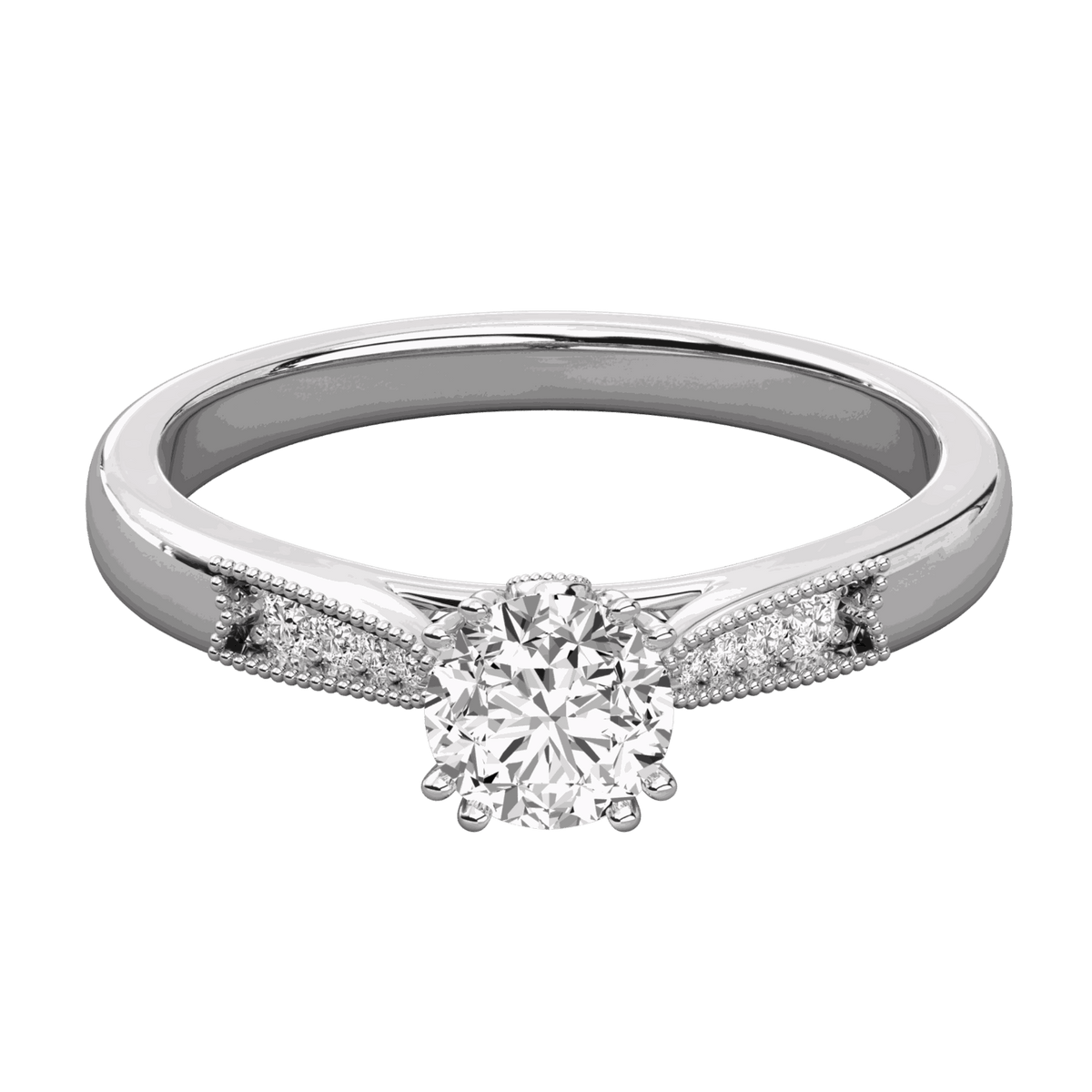 1.00 CTW Round Cut Solitaire With Accents Lab Grown Diamond Ring for Women