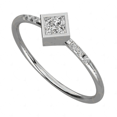 0.40 CT Princess Cut Solitaire With Accents Lab Grown Diamond Ring for Women,  Princess Cut Diamond Ring, Lab grown diamond RIng