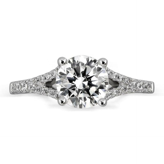 2.00 TCW Round Cut Split Shank Lab Grown Diamond Ring for Women