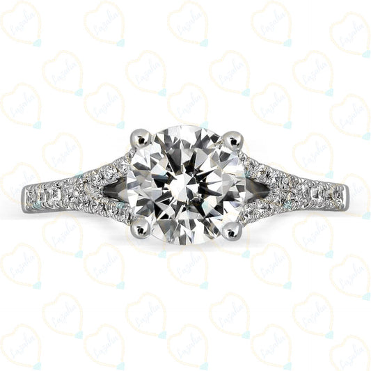 2.00 TCW Round Cut Split Shank Lab Grown Diamond Ring for Women