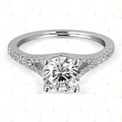 2.00 TCW Round Cut Split Shank Lab Grown Diamond Ring for Women