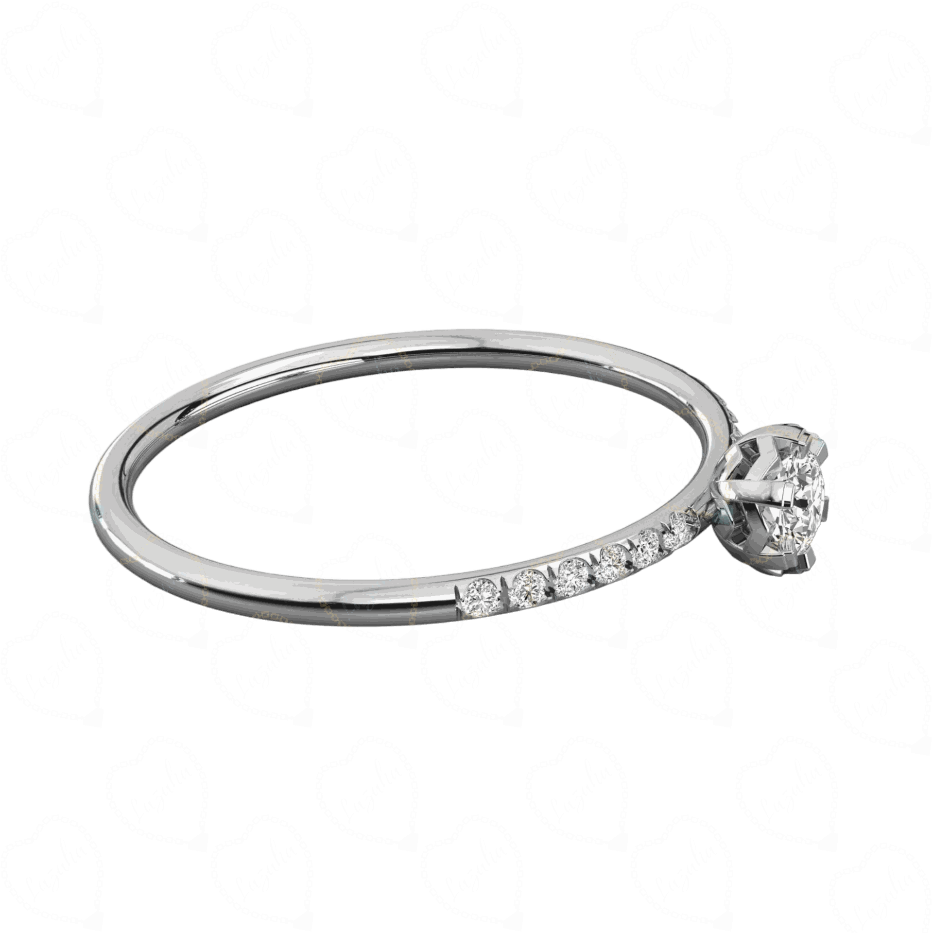 0.30 CT Round Cut Solitaire With Accents Lab Grown Diamond Ring, Diamond, diamond ring, Lab Grown Diamond, Solitaire Diamond ring, Round cut Diamond ring