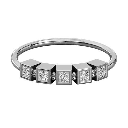 2.00 CTW Princess Cut Half Eternity Lab Grown Diamond Ring for Women